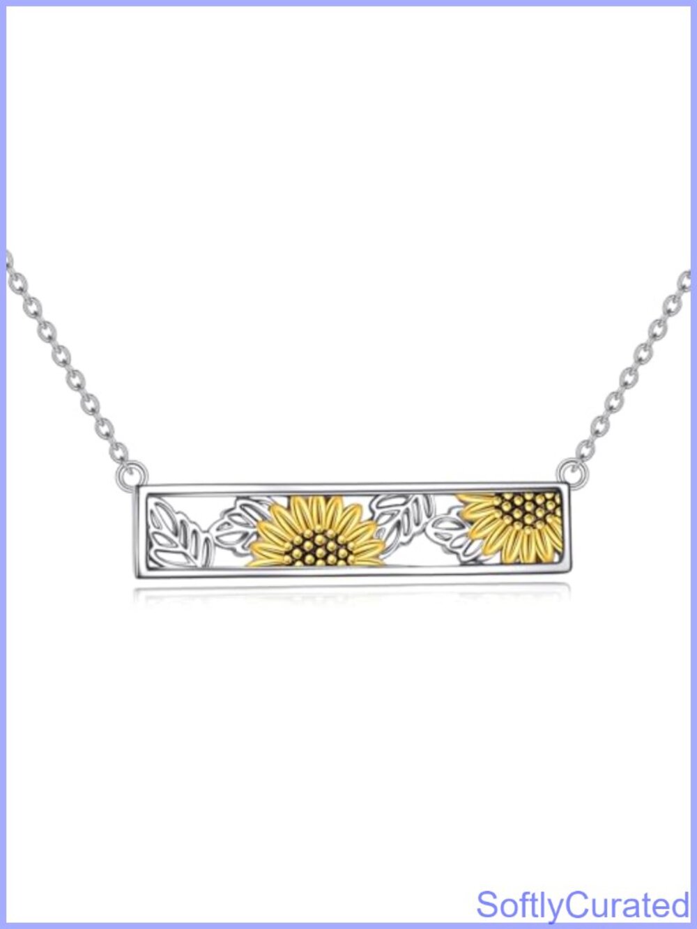 Sunflower Pendant Necklace Rhodium Plated Hypoallergenic Women Flower Jewelry